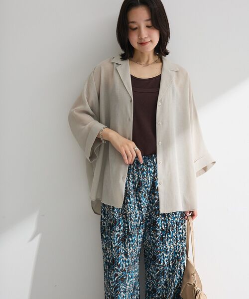 Green Parks(グリーンパークス)の「開襟シアーシャツジャケット(シャツ/ブラウス・レディース・グレイッシュベージュ/ブラック/チェック/レッド・FREE)」の20枚目の写真
