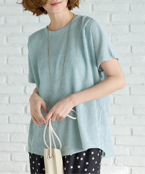 BELLUNA PLUS（ベルーナ）の「楊柳素材ドルマンプルオーバー（Tシャツ/カットソー・レディース・ブラック/アイボリー/セージグリーン/コーラル・MEDIUM/LARGE/X-LARGE）」の22枚目の写真