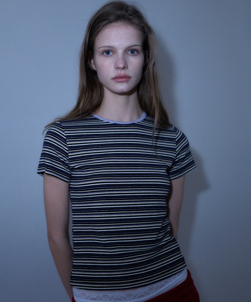 LARTIGENT(ラーティゼン)の「L23 STRIPE SLIM T-SHIRT(VIOLET)(Tシャツ/カットソー・レディース・その他・FREE)」の3枚目の写真