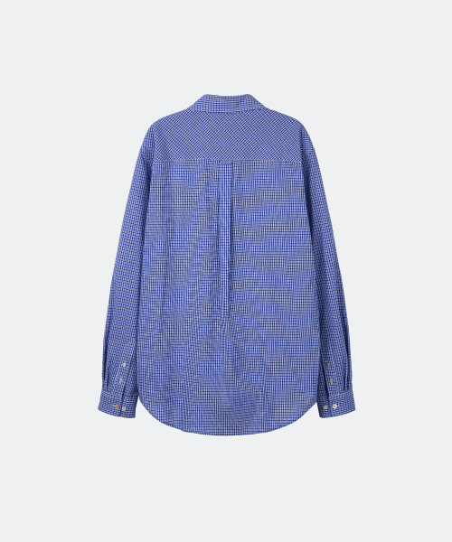 YUJI(ユジ)の「MICRO CHECK SHIRT BLUE(シャツ/ブラウス・レディース・ブルー・SMALL/MEDIUM/LARGE)」の4枚目の写真