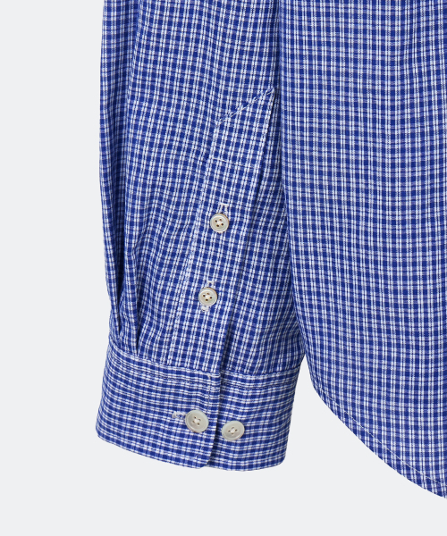 YUJI(ユジ)の「MICRO CHECK SHIRT BLUE(シャツ/ブラウス・レディース・ブルー・SMALL/MEDIUM/LARGE)」の7枚目の写真