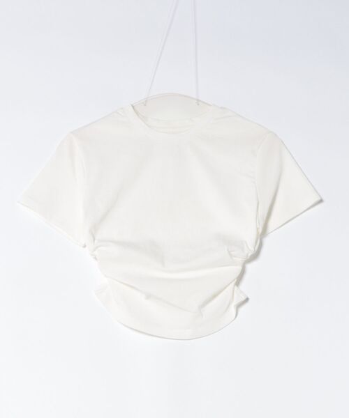 L.H.P(エルエイチピー)の「CLANE/SHIRRED HEM COMPACT TOPS(Tシャツ/カットソー・レディース・ホワイト/ブラック・1)」の1枚目の写真