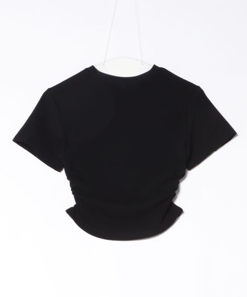 L.H.P(エルエイチピー)の「CLANE/SHIRRED HEM COMPACT TOPS(Tシャツ/カットソー・レディース・ホワイト/ブラック・1)」の2枚目の写真
