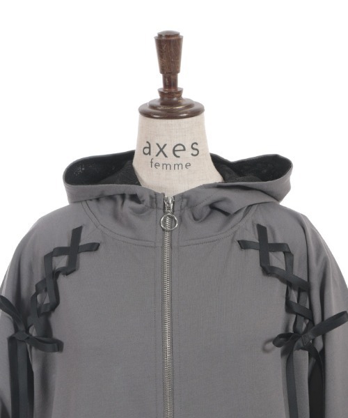 axes femme（アクシーズファム）の「ＵＶカット編み上げパーカー（カーディガン/ボレロ・レディース・サックスブルー/イエロー/チャコール/ホワイト・FREE）」の17枚目の写真