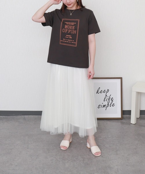 libelle more(リベル モア)の「USAコットンプリント刺繍Tシャツ【接触冷感】(Tシャツ/カットソー・レディース・チャコールグレー/オフホワイト/ブラック/ブラウン・M/L)」の5枚目の写真