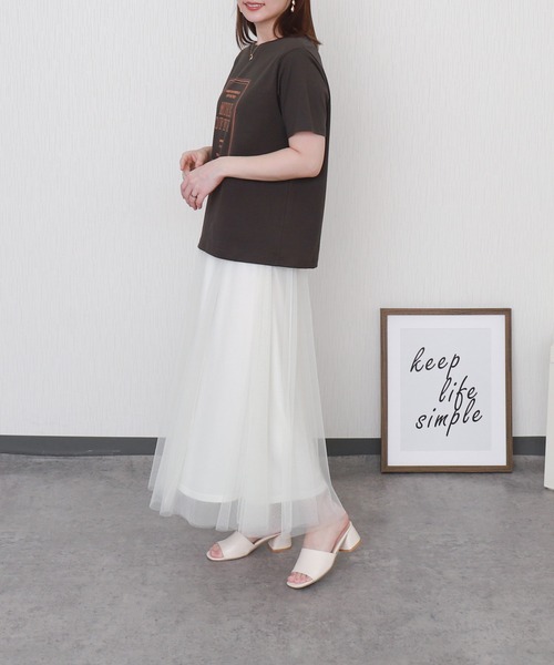 libelle more(リベル モア)の「USAコットンプリント刺繍Tシャツ【接触冷感】(Tシャツ/カットソー・レディース・チャコールグレー/オフホワイト/ブラック/ブラウン・M/L)」の6枚目の写真