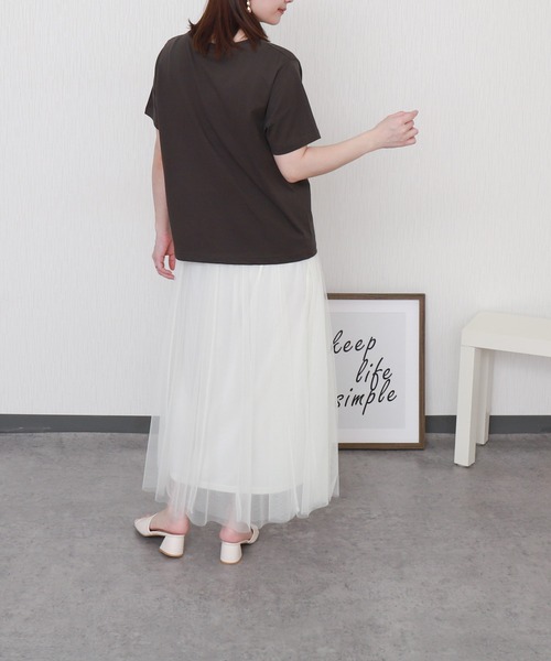 libelle more(リベル モア)の「USAコットンプリント刺繍Tシャツ【接触冷感】(Tシャツ/カットソー・レディース・チャコールグレー/オフホワイト/ブラック/ブラウン・M/L)」の7枚目の写真