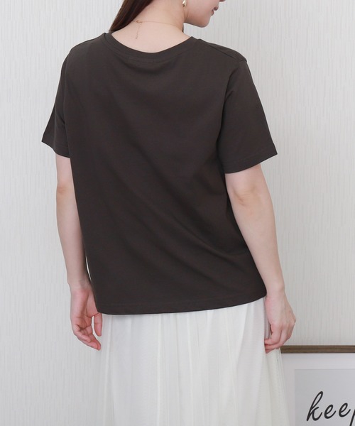 libelle more(リベル モア)の「USAコットンプリント刺繍Tシャツ【接触冷感】(Tシャツ/カットソー・レディース・チャコールグレー/オフホワイト/ブラック/ブラウン・M/L)」の10枚目の写真
