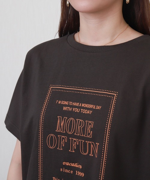 libelle more(リベル モア)の「USAコットンプリント刺繍Tシャツ【接触冷感】(Tシャツ/カットソー・レディース・チャコールグレー/オフホワイト/ブラック/ブラウン・M/L)」の11枚目の写真
