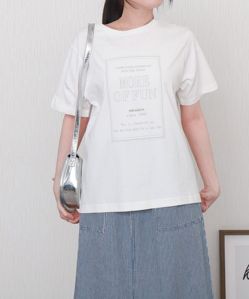 libelle more(リベル モア)の「USAコットンプリント刺繍Tシャツ【接触冷感】(Tシャツ/カットソー・レディース・チャコールグレー/オフホワイト/ブラック/ブラウン・M/L)」の15枚目の写真