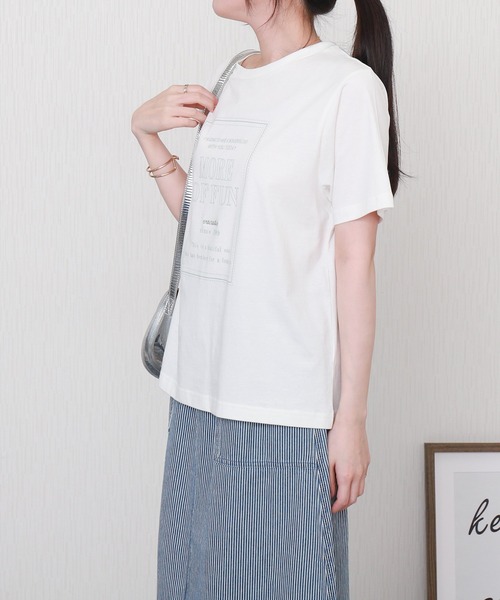 libelle more(リベル モア)の「USAコットンプリント刺繍Tシャツ【接触冷感】(Tシャツ/カットソー・レディース・チャコールグレー/オフホワイト/ブラック/ブラウン・M/L)」の16枚目の写真