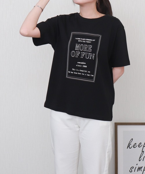 libelle more(リベル モア)の「USAコットンプリント刺繍Tシャツ【接触冷感】(Tシャツ/カットソー・レディース・チャコールグレー/オフホワイト/ブラック/ブラウン・M/L)」の19枚目の写真