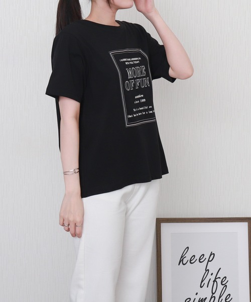 libelle more(リベル モア)の「USAコットンプリント刺繍Tシャツ【接触冷感】(Tシャツ/カットソー・レディース・チャコールグレー/オフホワイト/ブラック/ブラウン・M/L)」の20枚目の写真