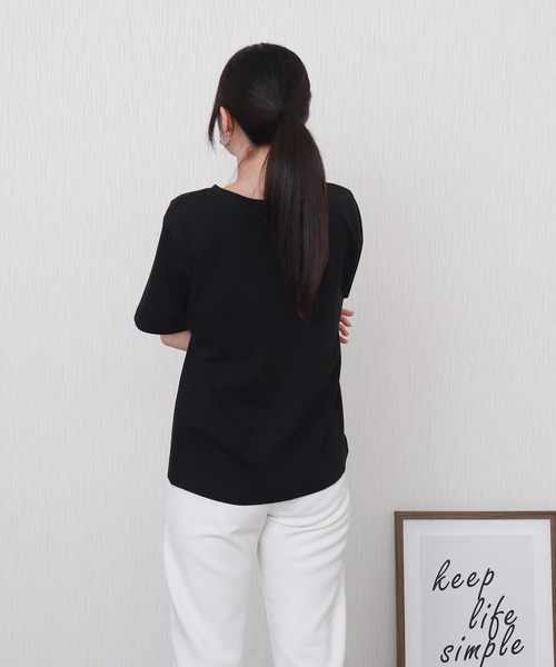 libelle more(リベル モア)の「USAコットンプリント刺繍Tシャツ【接触冷感】(Tシャツ/カットソー・レディース・チャコールグレー/オフホワイト/ブラック/ブラウン・M/L)」の21枚目の写真