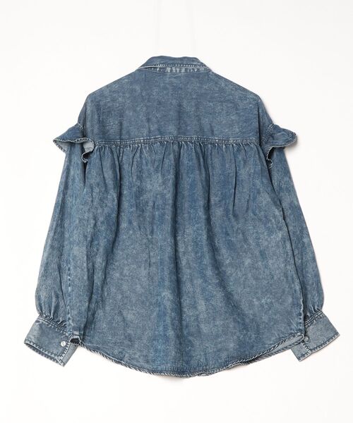 ROSE BUD（ローズバッド）の「LIGHT OZ FRILL DENIM SHIRT（シャツ/ブラウス・レディース・ライトインディゴブルー/インディゴブルー・ONE SIZE）」の3枚目の写真