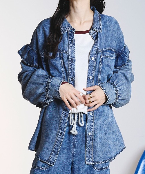 ローズバッドFRILL DENIM SHIRTS 13970円 LIGHT OZ FRILL DENIM SHIRT（シャツ/ブラウス）｜ROSE BUD（ローズ