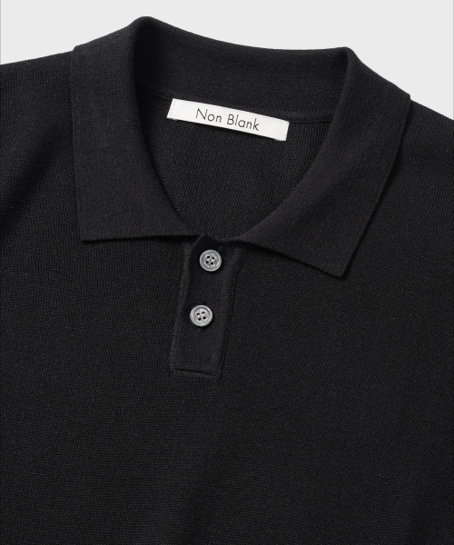 NONBLANK(ノンブランク)の「リネンクールタッチカラーニット_BLACK(ポロシャツ・メンズ・ブラック・MEDIUM/LARGE)」の3枚目の写真