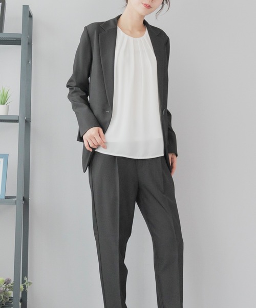 festinalente(フェスティナレンテ)の「ジョーゼット フロントタック 半袖ブラウス(シャツ/ブラウス・レディース・ブラック/サックスブルー/ホワイト・S/M/LL/3L/L)」の10枚目の写真