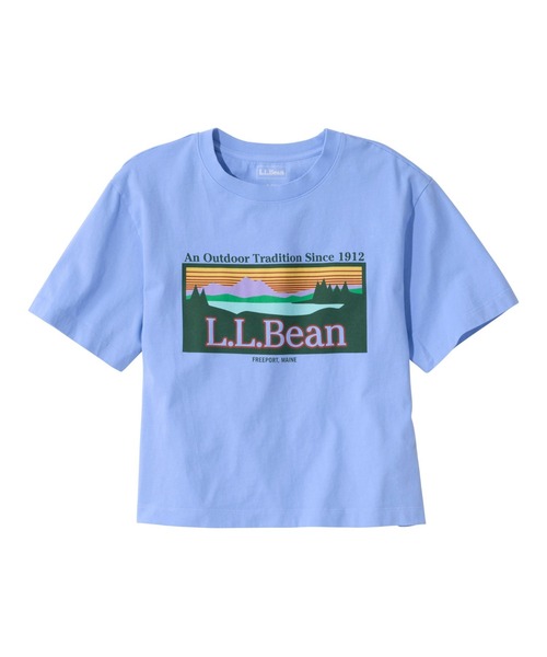 L.L.Bean(エルエルビーン)の「サンウォッシュ・ティ、半袖 クロップド・ボクシー クルーネック ロゴ 米国フィット・プチ(Tシャツ/カットソー・レディース・ブルー系/ホワイト/パープル系・MEDIUM/LARGE/SMALL)」の3枚目の写真
