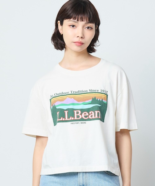 L.L.Bean(エルエルビーン)の「サンウォッシュ・ティ、半袖 クロップド・ボクシー クルーネック ロゴ 米国フィット・プチ(Tシャツ/カットソー・レディース・ブルー系/ホワイト/パープル系・MEDIUM/LARGE/SMALL)」の18枚目の写真