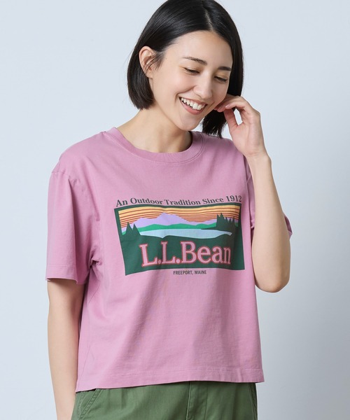L.L.Bean(エルエルビーン)の「サンウォッシュ・ティ、半袖 クロップド・ボクシー クルーネック ロゴ 米国フィット・プチ(Tシャツ/カットソー・レディース・ブルー系/ホワイト/パープル系・MEDIUM/LARGE/SMALL)」の5枚目の写真