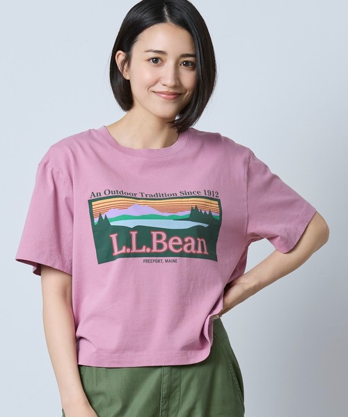 L.L.Bean(エルエルビーン)の「サンウォッシュ・ティ、半袖 クロップド・ボクシー クルーネック ロゴ 米国フィット・プチ(Tシャツ/カットソー・レディース・ブルー系/ホワイト/パープル系・MEDIUM/LARGE/SMALL)」の6枚目の写真