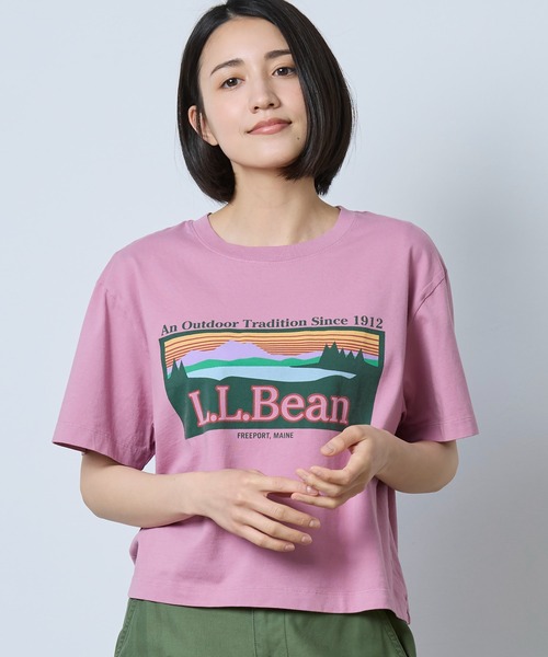 L.L.Bean(エルエルビーン)の「サンウォッシュ・ティ、半袖 クロップド・ボクシー クルーネック ロゴ 米国フィット・プチ(Tシャツ/カットソー・レディース・ブルー系/ホワイト/パープル系・MEDIUM/LARGE/SMALL)」の7枚目の写真