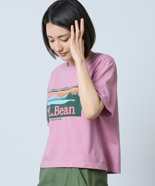 L.L.Bean(エルエルビーン)の「サンウォッシュ・ティ、半袖 クロップド・ボクシー クルーネック ロゴ 米国フィット・プチ(Tシャツ/カットソー・レディース・ブルー系/ホワイト/パープル系・MEDIUM/LARGE/SMALL)」の8枚目の写真
