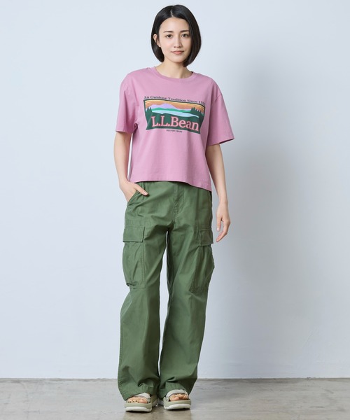 L.L.Bean(エルエルビーン)の「サンウォッシュ・ティ、半袖 クロップド・ボクシー クルーネック ロゴ 米国フィット・プチ(Tシャツ/カットソー・レディース・ブルー系/ホワイト/パープル系・MEDIUM/LARGE/SMALL)」の10枚目の写真