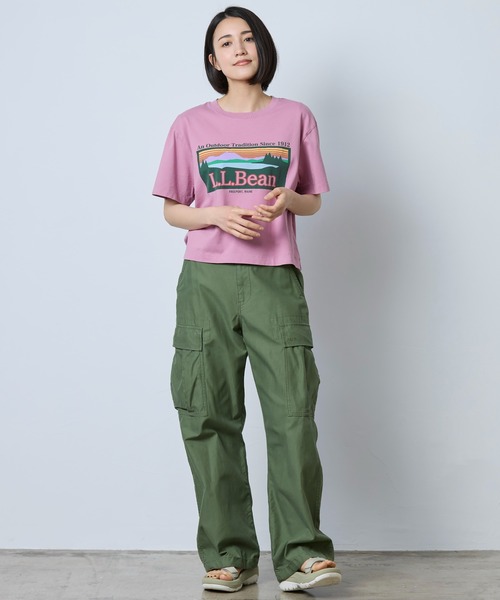 L.L.Bean(エルエルビーン)の「サンウォッシュ・ティ、半袖 クロップド・ボクシー クルーネック ロゴ 米国フィット・プチ(Tシャツ/カットソー・レディース・ブルー系/ホワイト/パープル系・MEDIUM/LARGE/SMALL)」の17枚目の写真