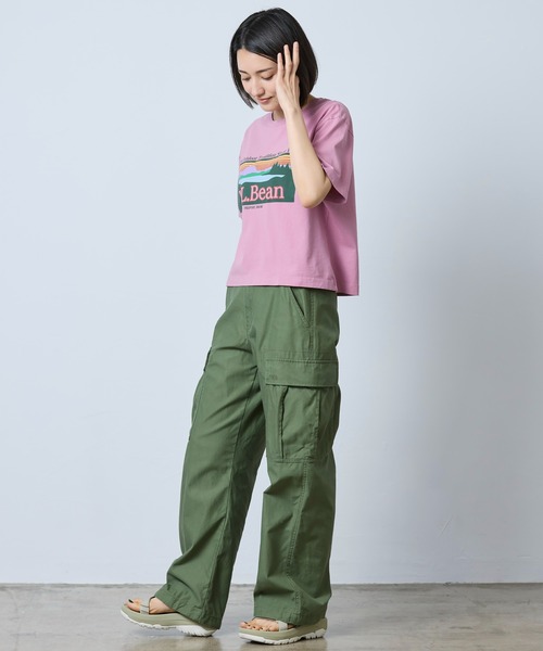 L.L.Bean(エルエルビーン)の「サンウォッシュ・ティ、半袖 クロップド・ボクシー クルーネック ロゴ 米国フィット・プチ(Tシャツ/カットソー・レディース・ブルー系/ホワイト/パープル系・MEDIUM/LARGE/SMALL)」の15枚目の写真