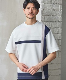 MEN'S BIGI | ポンチ×梨地Wフェイス切替Tシャツ(Tシャツ/カットソー)