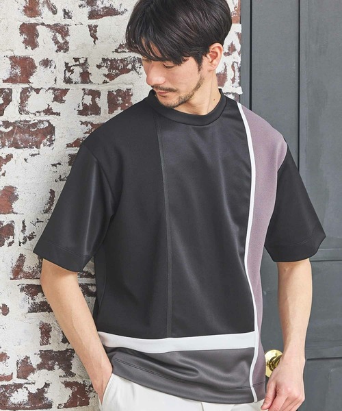MEN'S BIGI（メンズビギ）の「ポンチ×梨地Wフェイス切替Tシャツ（Tシャツ/カットソー・メンズ・ブラック/ホワイト系その他/ホワイト・04/03/02）」の2枚目の写真