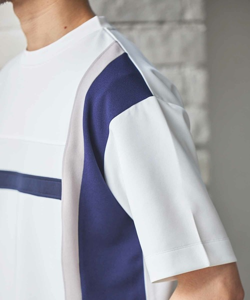 MEN'S BIGI（メンズビギ）の「ポンチ×梨地Wフェイス切替Tシャツ（Tシャツ/カットソー・メンズ・ブラック/ホワイト系その他/ホワイト・04/03/02）」の8枚目の写真