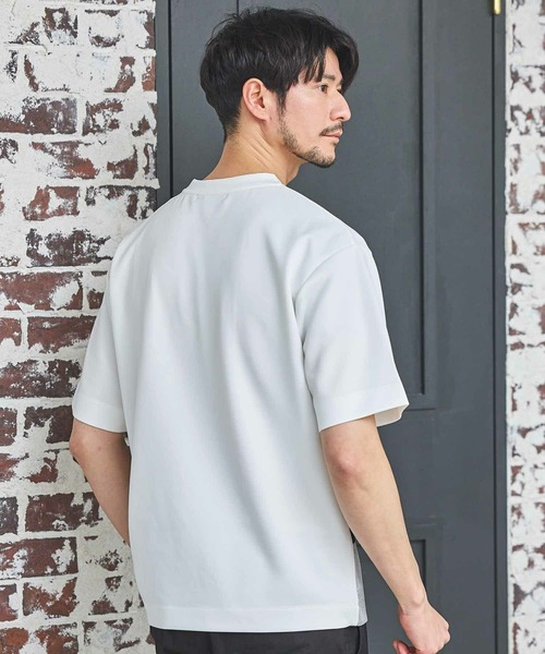 MEN'S BIGI（メンズビギ）の「ポンチ×梨地Wフェイス切替Tシャツ（Tシャツ/カットソー・メンズ・ブラック/ホワイト系その他/ホワイト・04/03/02）」の14枚目の写真