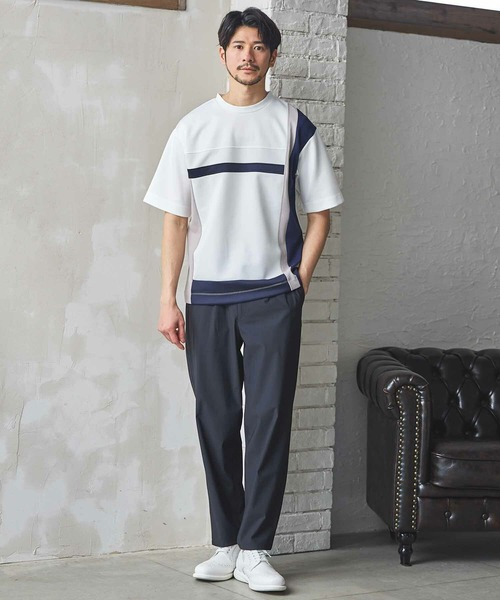 MEN'S BIGI（メンズビギ）の「ポンチ×梨地Wフェイス切替Tシャツ（Tシャツ/カットソー・メンズ・ブラック/ホワイト系その他/ホワイト・04/03/02）」の10枚目の写真