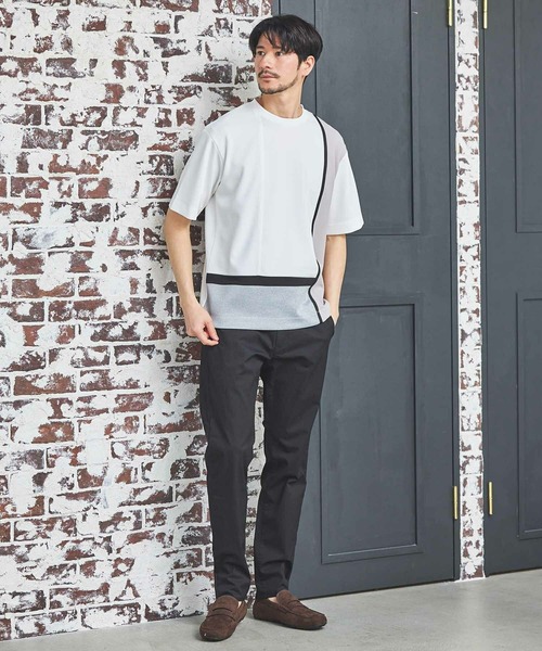 MEN'S BIGI（メンズビギ）の「ポンチ×梨地Wフェイス切替Tシャツ（Tシャツ/カットソー・メンズ・ブラック/ホワイト系その他/ホワイト・04/03/02）」の16枚目の写真