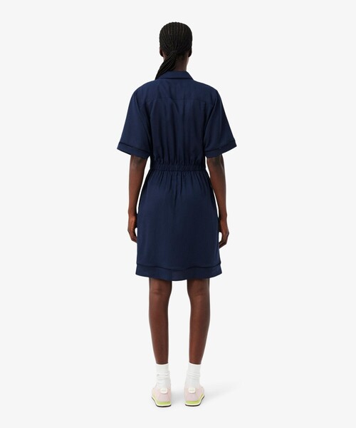 LACOSTE(ラコステ)の「リヨセル×リネンブレンド ウエストシャーリング シャツドレス / シャツワンピース(シャツワンピース・レディース・ネイビー・38/36)」の5枚目の写真