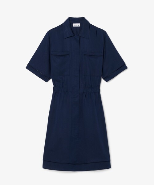 LACOSTE(ラコステ)の「リヨセル×リネンブレンド ウエストシャーリング シャツドレス / シャツワンピース(シャツワンピース・レディース・ネイビー・38/36)」の6枚目の写真