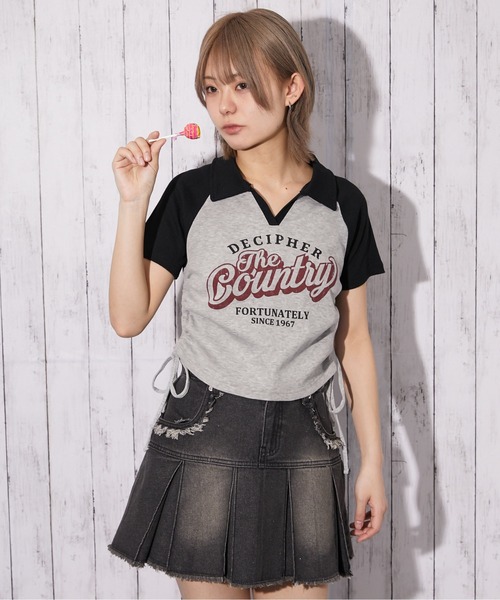GORGE(ゴージ)の「《配色ラグラン×英字ロゴ》スキッパーTシャツ/ストリート/春夏/全2色(Tシャツ/カットソー・レディース・オフホワイト/杢グレー・F)」の6枚目の写真
