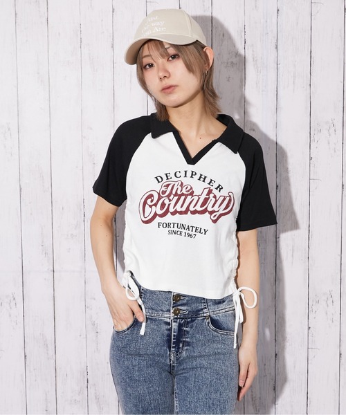 GORGE(ゴージ)の「《配色ラグラン×英字ロゴ》スキッパーTシャツ/ストリート/春夏/全2色(Tシャツ/カットソー・レディース・オフホワイト/杢グレー・F)」の9枚目の写真