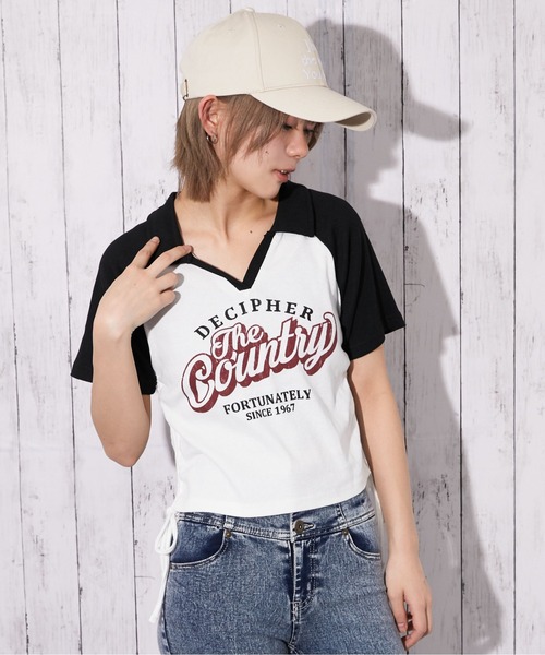 GORGE(ゴージ)の「《配色ラグラン×英字ロゴ》スキッパーTシャツ/ストリート/春夏/全2色(Tシャツ/カットソー・レディース・オフホワイト/杢グレー・F)」の10枚目の写真