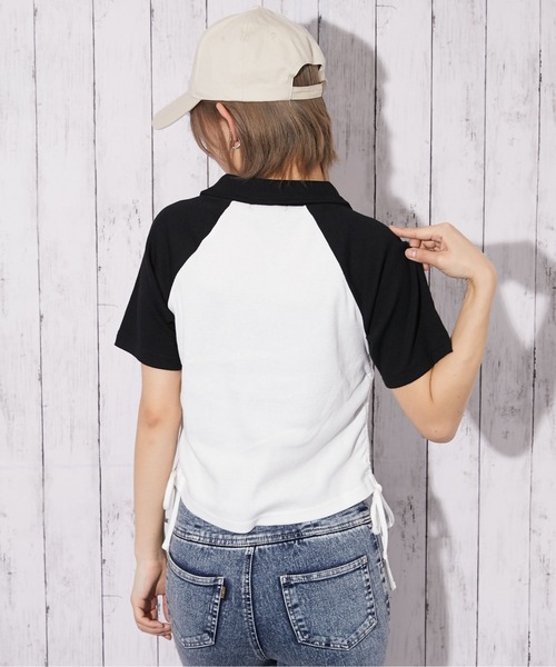 GORGE(ゴージ)の「《配色ラグラン×英字ロゴ》スキッパーTシャツ/ストリート/春夏/全2色(Tシャツ/カットソー・レディース・オフホワイト/杢グレー・F)」の3枚目の写真