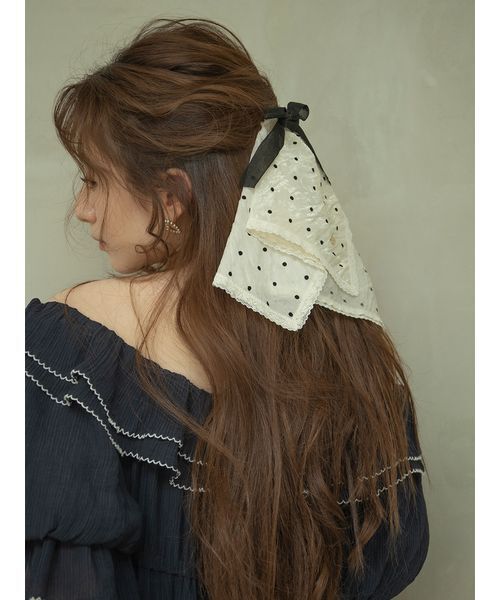 LILY BROWN(リリーブラウン)の「コットンレースバレッタ(その他ヘアアクセサリー・レディース・イエロー/ドット/ホワイト/ピンク・F)」の4枚目の写真