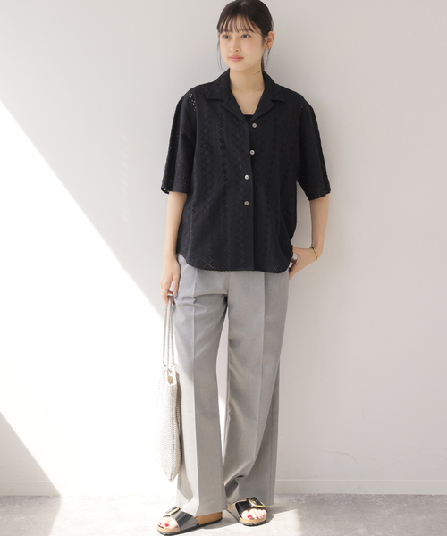 JOURNAL STANDARD relume(ジャーナルスタンダード レリューム)の「《一部WEB限定追加》コットンカットワーク刺繍開襟シャツ(シャツ/ブラウス・レディース・ホワイト/ブラック/ブラック系その他/ホワイト系その他・FREE)」の11枚目の写真