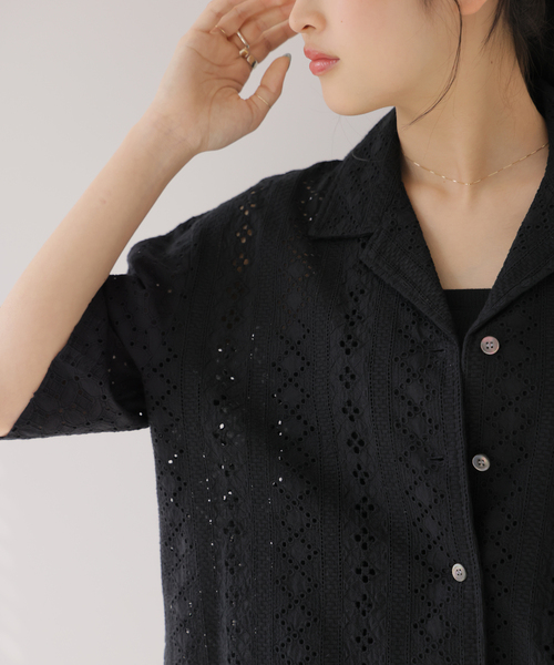 JOURNAL STANDARD relume(ジャーナルスタンダード レリューム)の「《一部WEB限定追加》コットンカットワーク刺繍開襟シャツ(シャツ/ブラウス・レディース・ホワイト/ブラック/ブラック系その他/ホワイト系その他・FREE)」の18枚目の写真