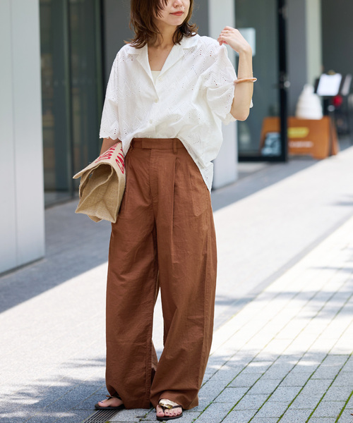 WEB限定追加》コットンカットワーク刺繍開襟シャツ（シャツ/ブラウス