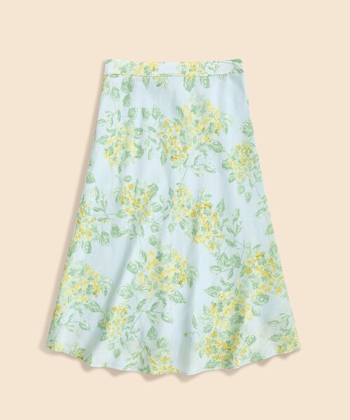 BROOKS BROTHERS（ブルックスブラザーズ）の「ビスコース／リネン　フローラルプリント　ベルテッド　マーメイドライン　ミディスカート（スカート・レディース・ライトブルー・0/2/4/6/8）」の2枚目の写真