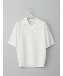 GOOVI（グービ）の「GOOVI／スキッパーポロニット／半袖／ウォッシャブル／和紙ブレンドプレーティング／無地（ニット/セーター）」