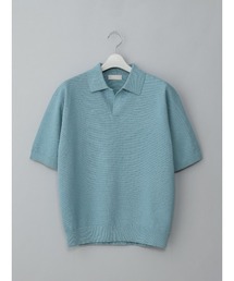 GOOVI（グービ）の「GOOVI／スキッパーポロニット／半袖／ウォッシャブル／和紙ブレンドプレーティング／無地（ニット/セーター）」